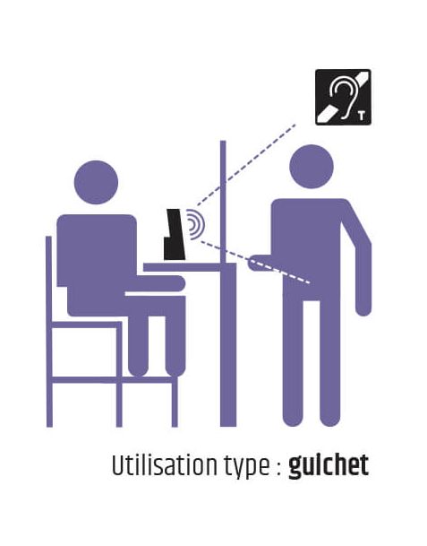 Vente de système boucle à induction mobile pour personnes malentendantes : caisse de magasin, guichets