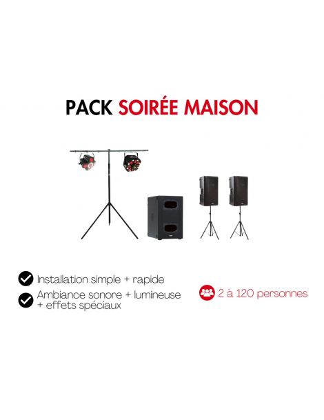 Location pack sono avec enceintes, caisson de basses et jeux de lumière sur Lyon